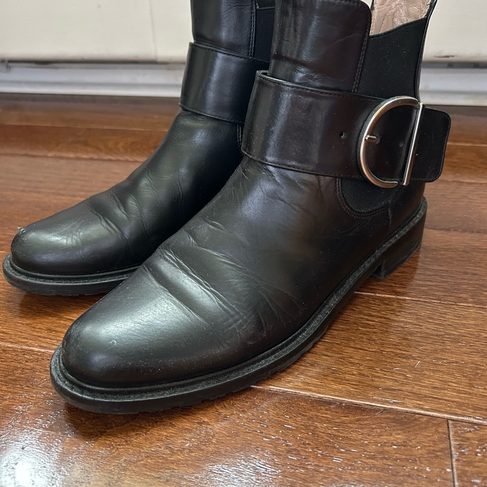 Stuart Weitzman Black Leather Ankle Boots